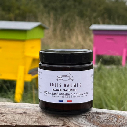 Jolis Baumes -- Bougie cire d'abeille bio 100% naturelle